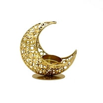 Middle Eastern Crescent Lunar Candle Holder Decorative Iron Tea Light Lantern for Home Wedding Party Holiday Decoration Golden Type 1