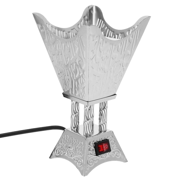 FUEENIRVA Iron Electric Incense Burner Silver Middle Eastern Design for Home and Yoga Room