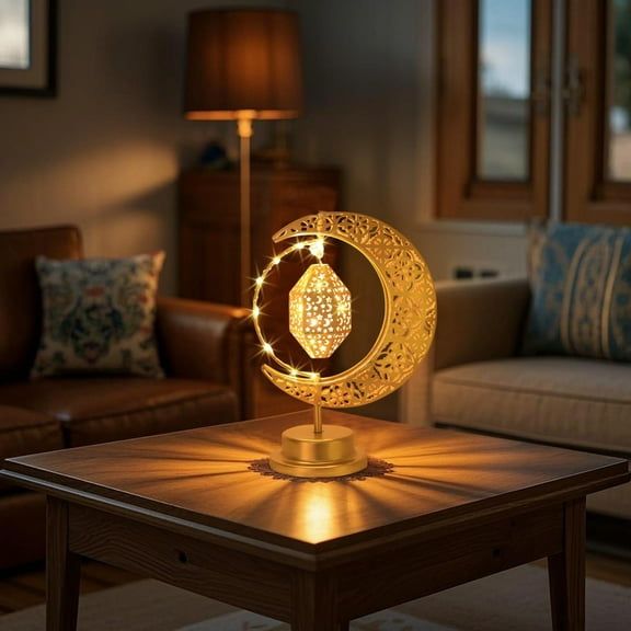 Middle Eastern Iron Pendant Light - Adjustable Boho Table Lamp with Star Motifs