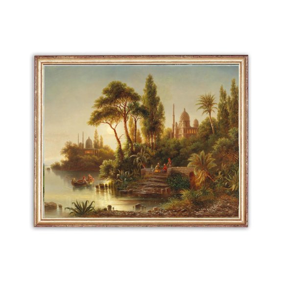 Middle Eastern Palaces Landscape Print, Unframed Paper Poster 24x36in