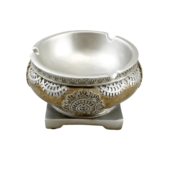 Middle Eastern Style Round Ashtray 4" Hand-Painted Ceramic Multi Color Gold