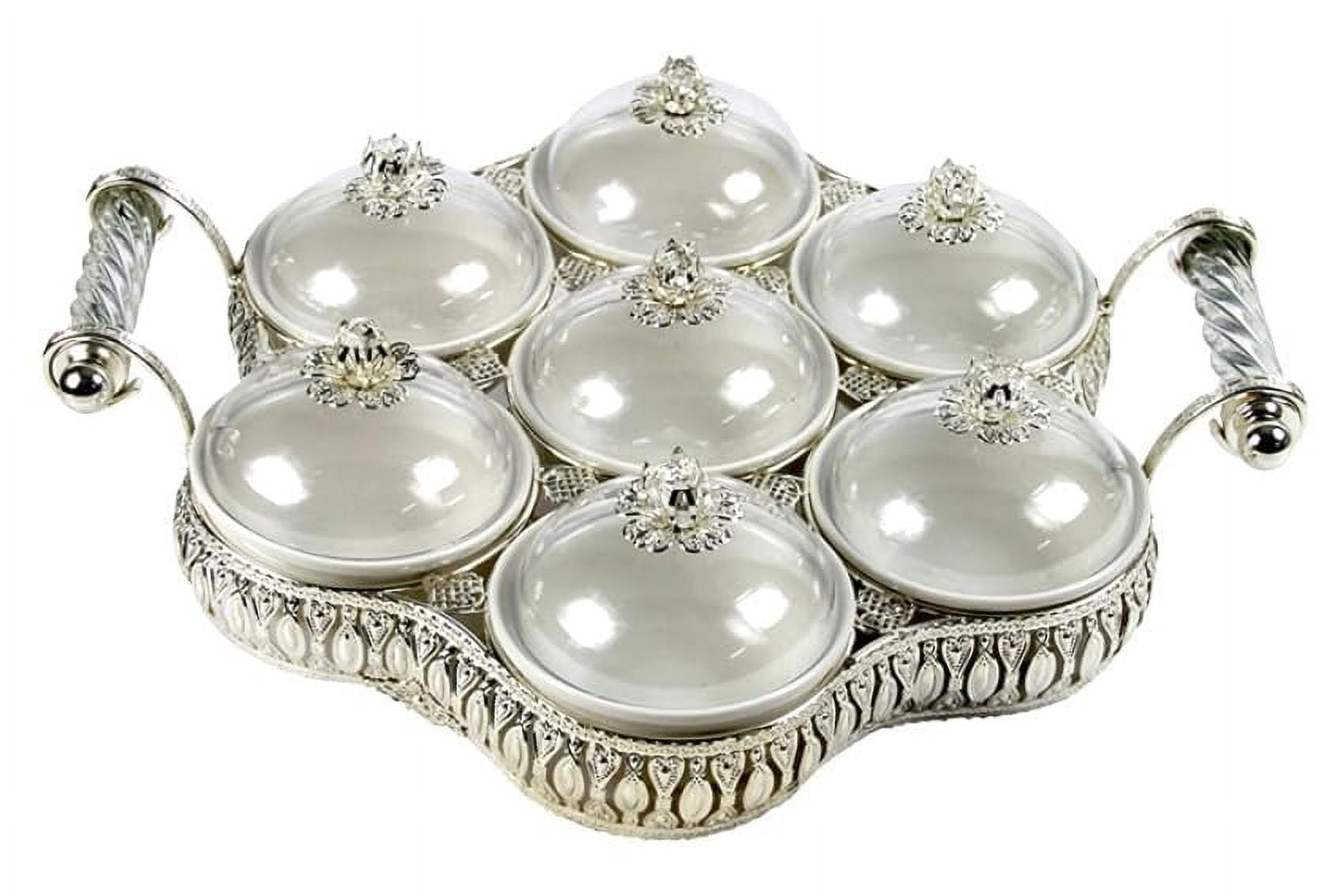 Middle Eastern Turnkish Arabic 7-Sectional Salsera Round Serving