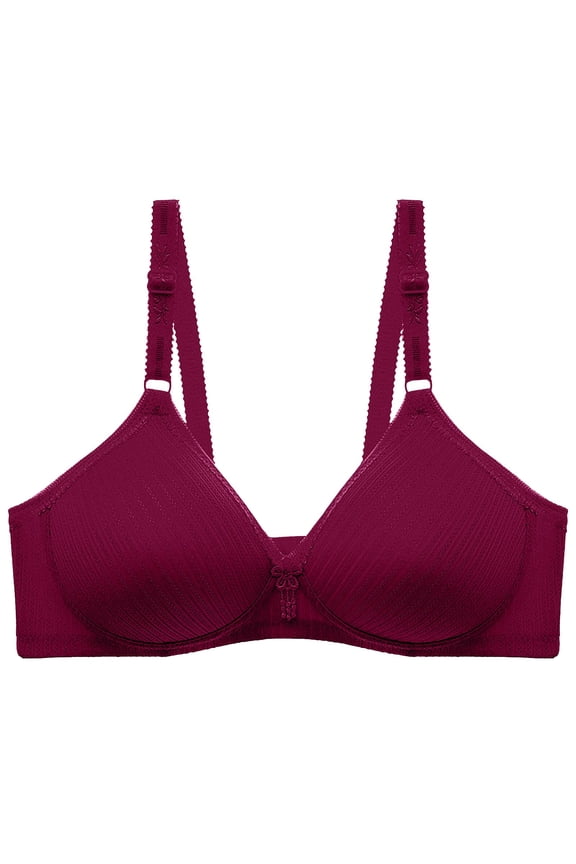 Middle Women Comfort Bra Soft Cup Supportive Wirefree Breathable Seamless Side Striped Design