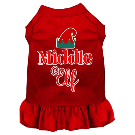 Mirage Pet Middle Elf Screen Print Dog Dress Red XXL