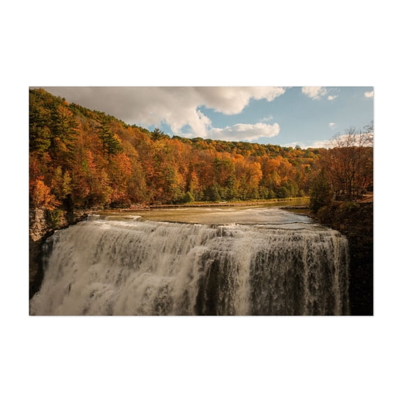 Middle Falls, Letchworth - New York Photography Waterfall Autumn Nature Scenic Landscape Forest Wilderness Unframed Wall Art Print 20 x 30 inches