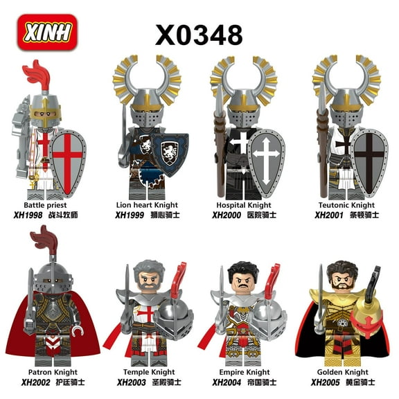 Middle Knight Series Templar Empire Knight Building Block Toy Puzzle Assembly Building Block Man Bag 8 pieces