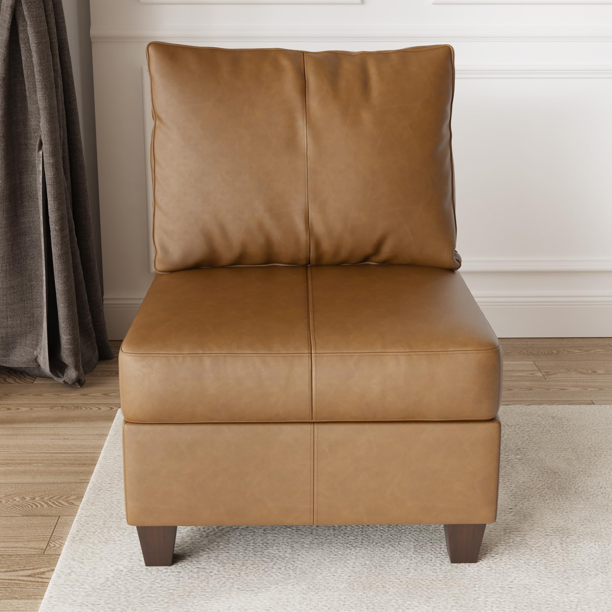 Middle Module Seat for Modular Sofa, Faux Leather Armless Chair ...