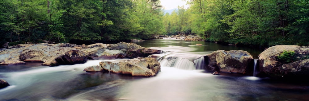 Middle Prong of Little Pigeon River Great Smoky Mountains National Park Sevier County Tennessee USA Canvas Art - Panoramic Images (27 x 9)