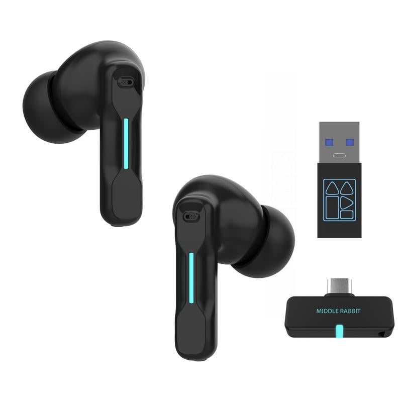 Middle Rabbit SW4 2.4G Wireless Gaming earbuds, 30ms Low Latency,2.4GHz ...