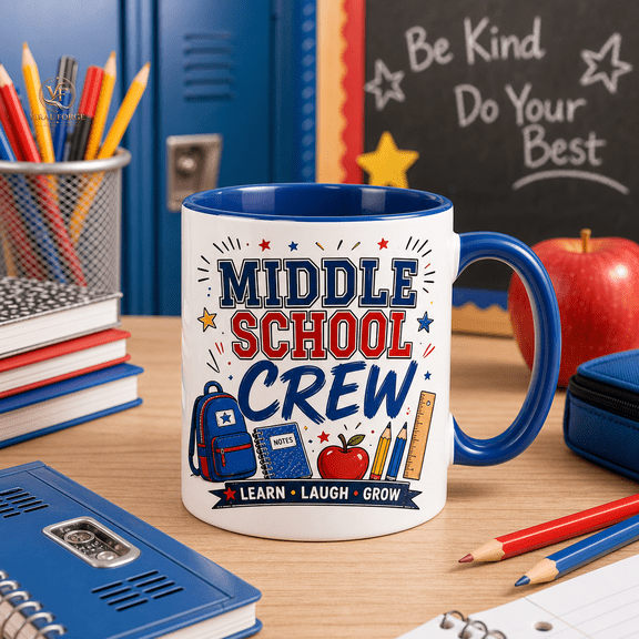 Middle School Crew Mug 11oz & 15oz, Teacher Team Coffee Cup Gift