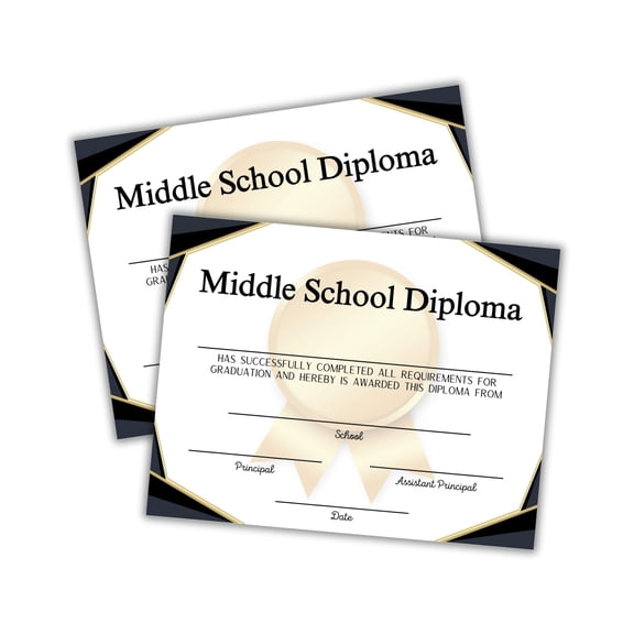 Middle School Diploma Certificate of Graduation 30pk 8.5x11 Ceremony End of The Year Award Superlatives Principle Award Straight As
