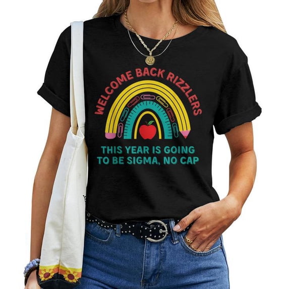 Middle School Teacher Back to School Gen Alpha Slang Women’s T-Shirt – Funny Educator Graphic Tee, Classroom Teacher Gift, Trendy Teacher Apparel, Comfortable Cotton Casual Top