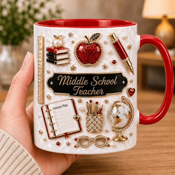 Middle School Teacher Mug Elegant Back to School Coffee Cup Teacher Appreciation Gift