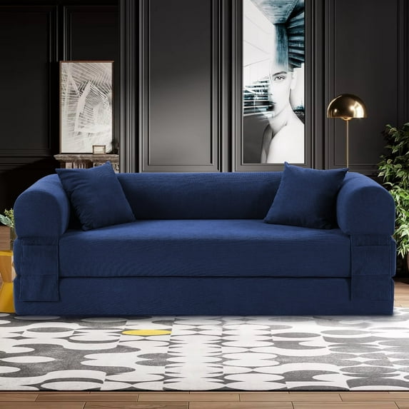 Middle Size Navyblue Light luxury sit/lie convertible compression sofa bed module free combination