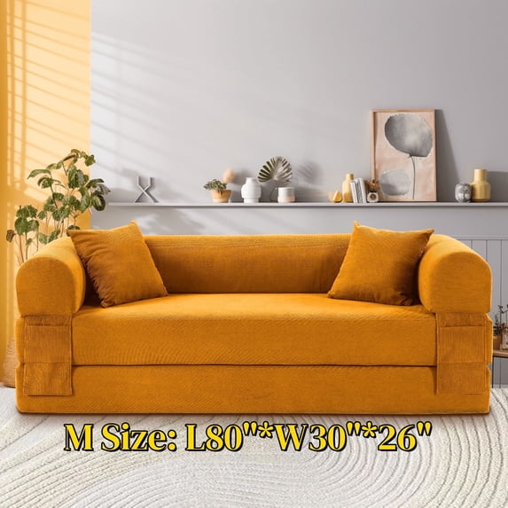 Middle Size Yellow Light luxury sit/lie convertible compression sofa bed module free combination