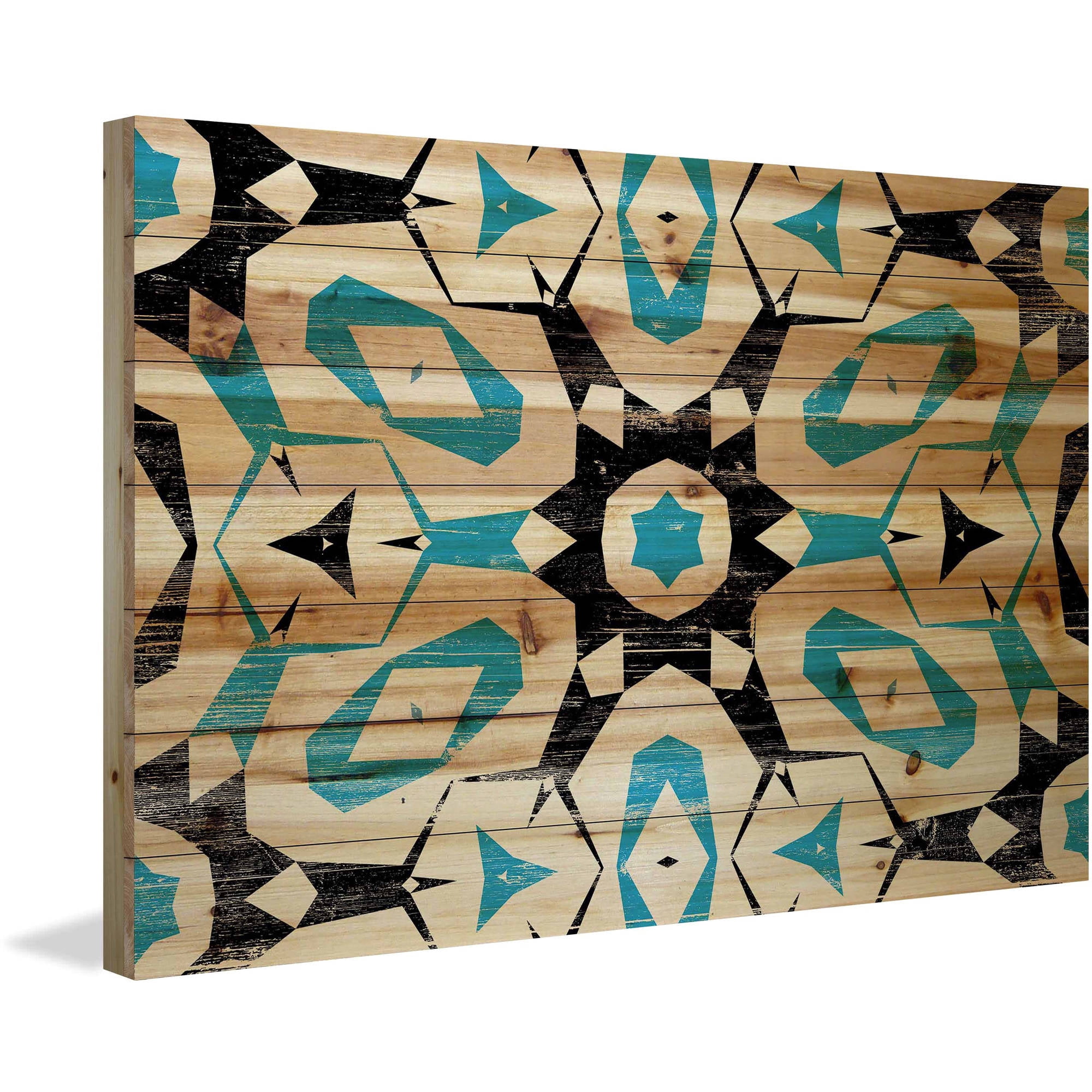 "Middle Star" Painting Print on Natural Pine Wood