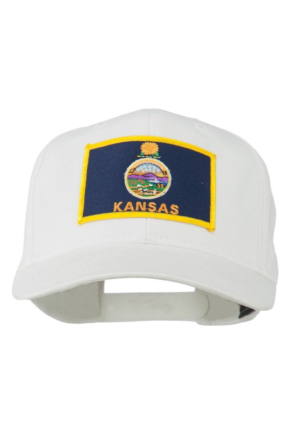 Middle State Kansas Embroidered Patch Cap - White OSFM