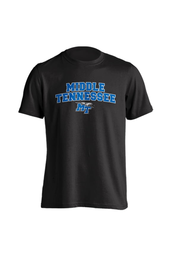 Middle Tennessee State University Blue Raiders Classic Arch with Mascot Short Sleeve T-Shirt