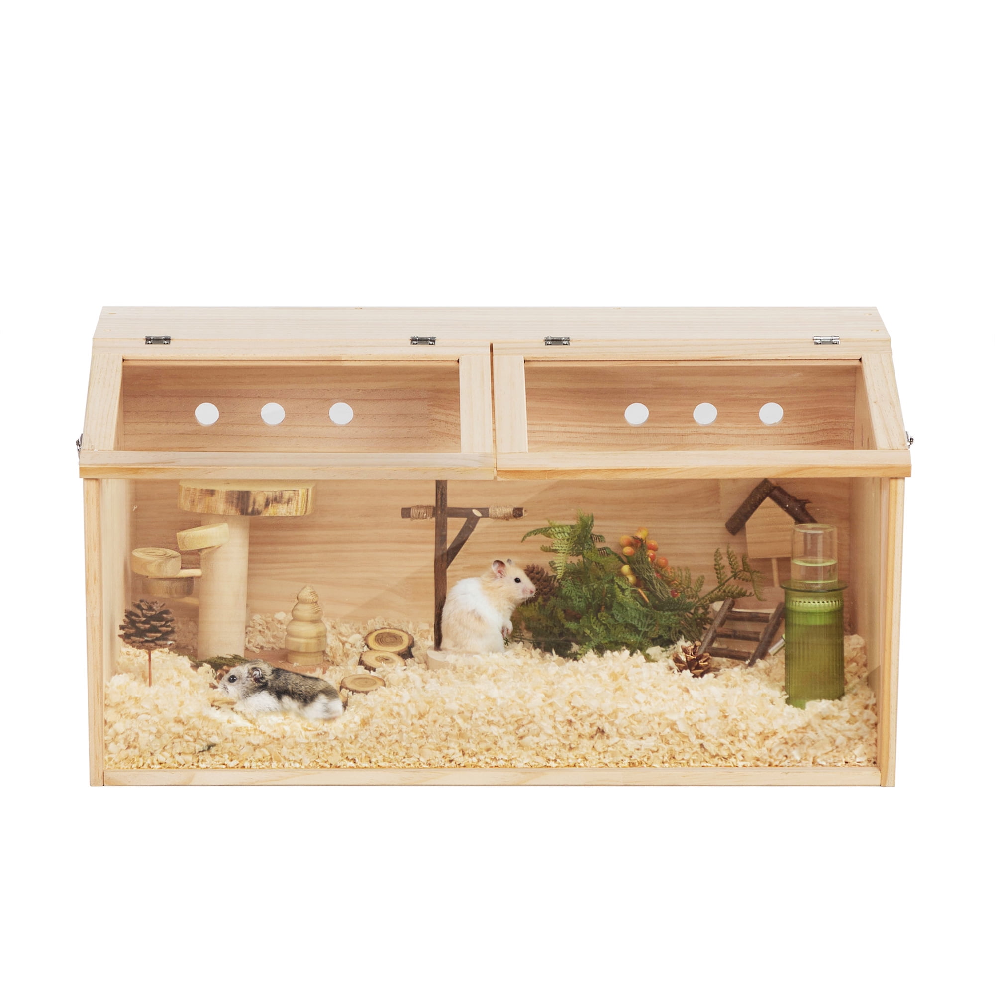 Picture Idea: Middle Transparent Wooden Hamster Cage Small Animal Habitat Hutch For