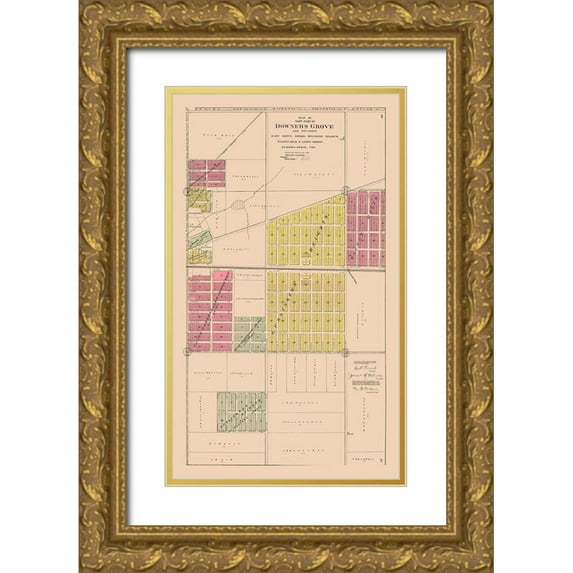 Middle - West Publishing Co. 10x14 Gold Ornate Wood Framed with Double Matting Museum Art Print Titled - Eastern Downers Grove Illinois - 1904
