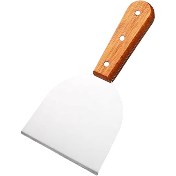 Middle Wide Griddle Scraper, 4 ''x 4 '' Smashed Burger Blade Scraper Grill Scraper Spatula Burger Turner, Wooden Handle Professional Grade Barbecue Grill Accessories