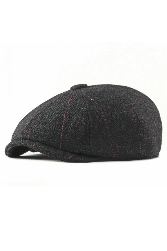 Middle-aged and Elderly Men's Beret British Retro Woolen Duckbill Cap Autumn Winter New Octagonal Cap Casual Painter Hat