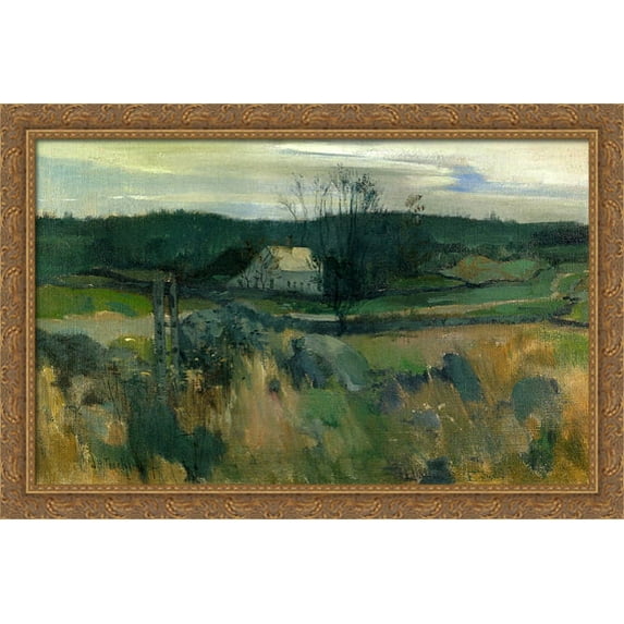 Middlebrook Farm 40x26 Large Gold Ornate Wood Framed Canvas Art by John Henry Twachtman