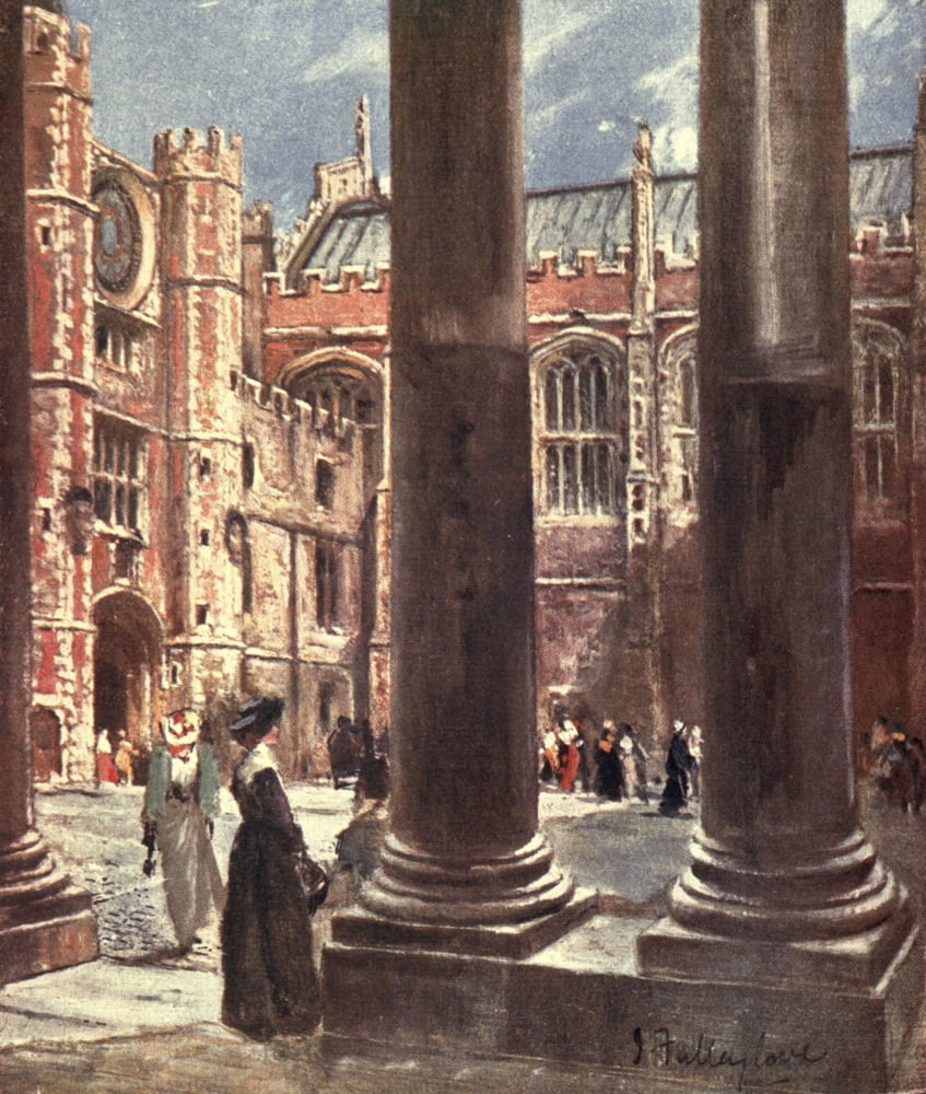 Middlesex 1907 Clock Court Hampton Court Palace Canvas Art - John Fulleylove (18 x 24)