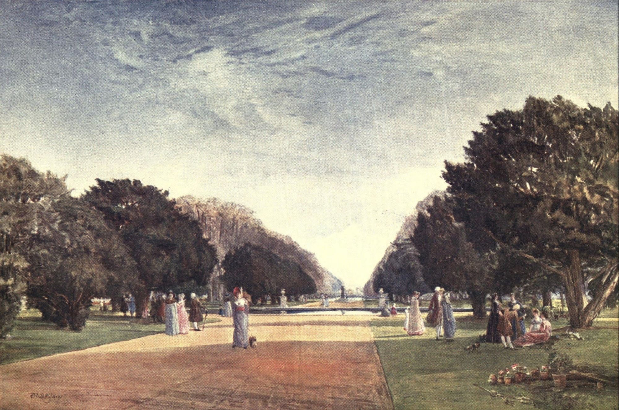 Middlesex 1907 Great Avenue Hampton Court Canvas Art - John Fulleylove (18 x 24)