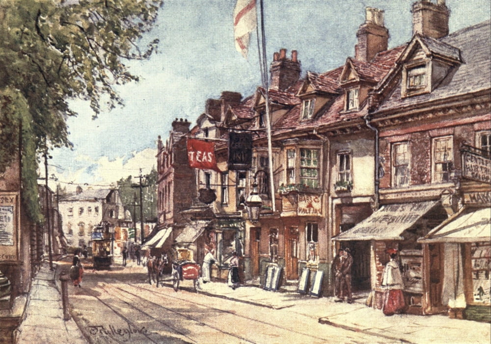 Middlesex 1907 High St Twickenham Canvas Art - John Fulleylove (24 x 36)