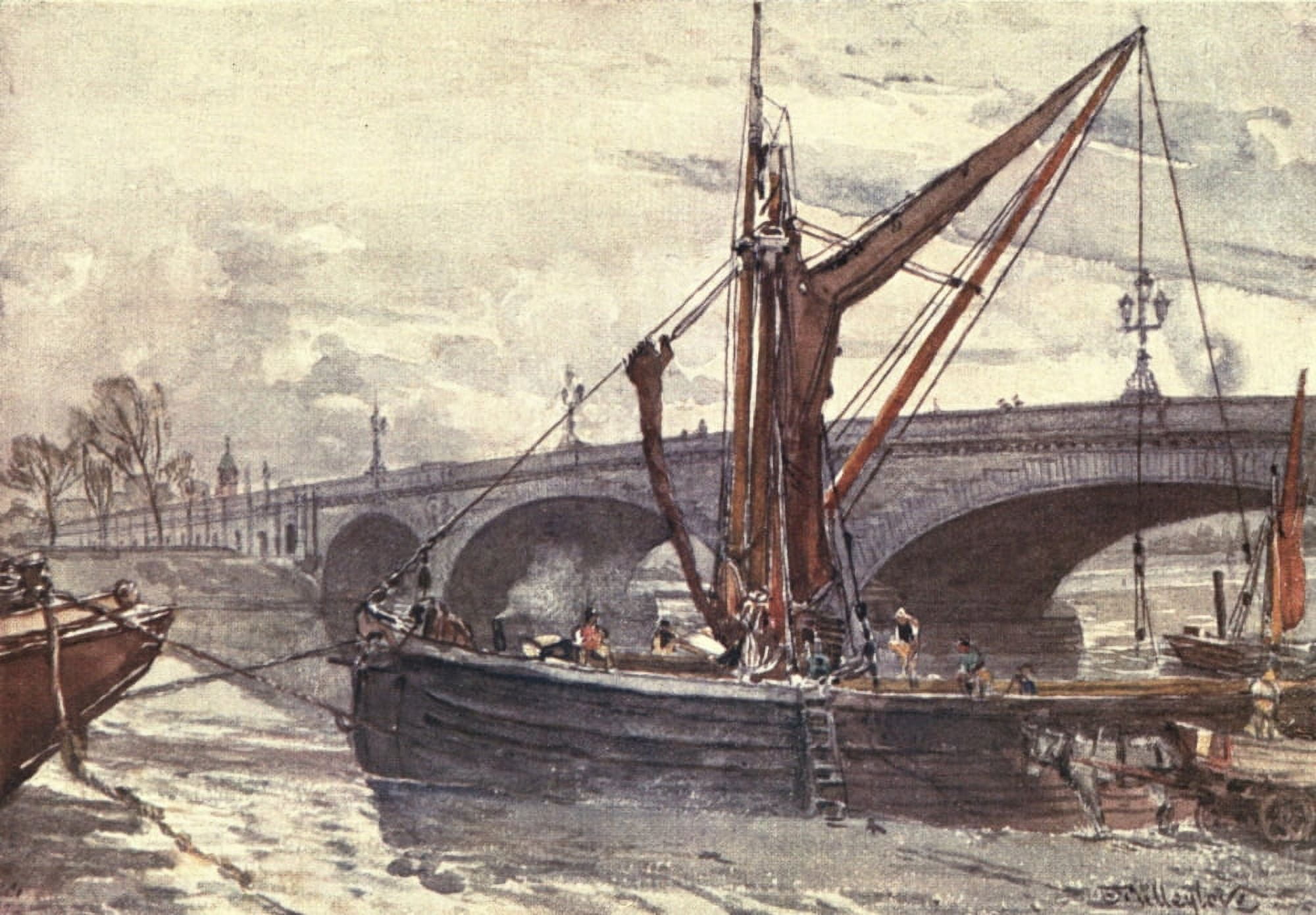 Middlesex 1907 Kew Bridge from Brentford Canvas Art - John Fulleylove (18 x 24)