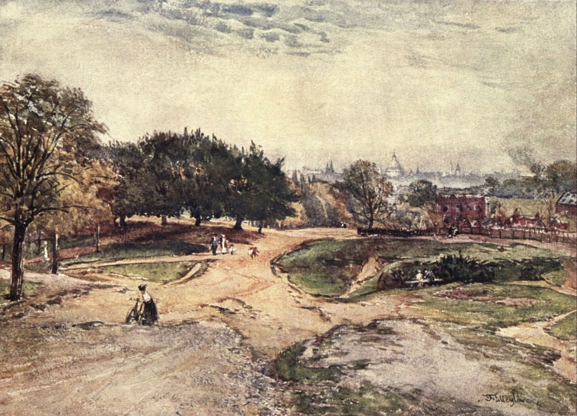 Middlesex 1907 St Pauls from Hampstead Canvas Art - John Fulleylove (18 x 24)