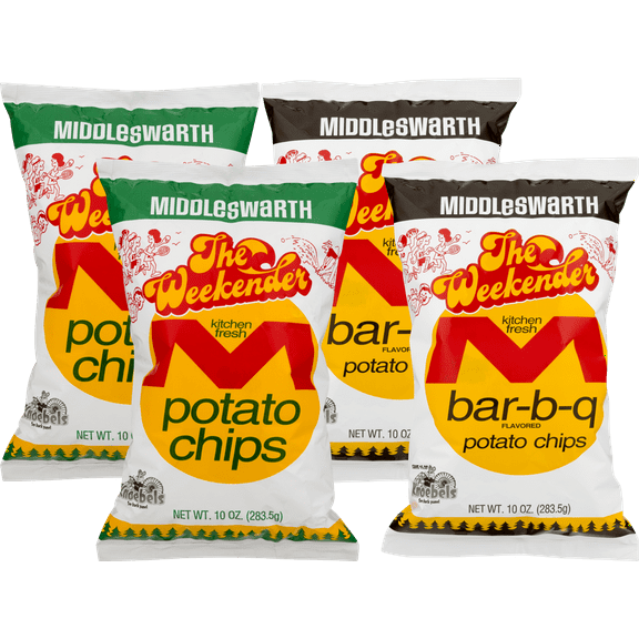 Middleswarth Kitchen Fresh Original & Bar-B-Q Potato Chips Variety 4-Pack, 9 oz. Bags