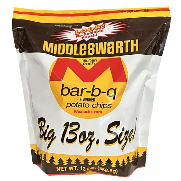 Middleswarth Kitchen Fresh Potato Chips Bar-B-Q Flavored! - Big Bag (2 Bags)