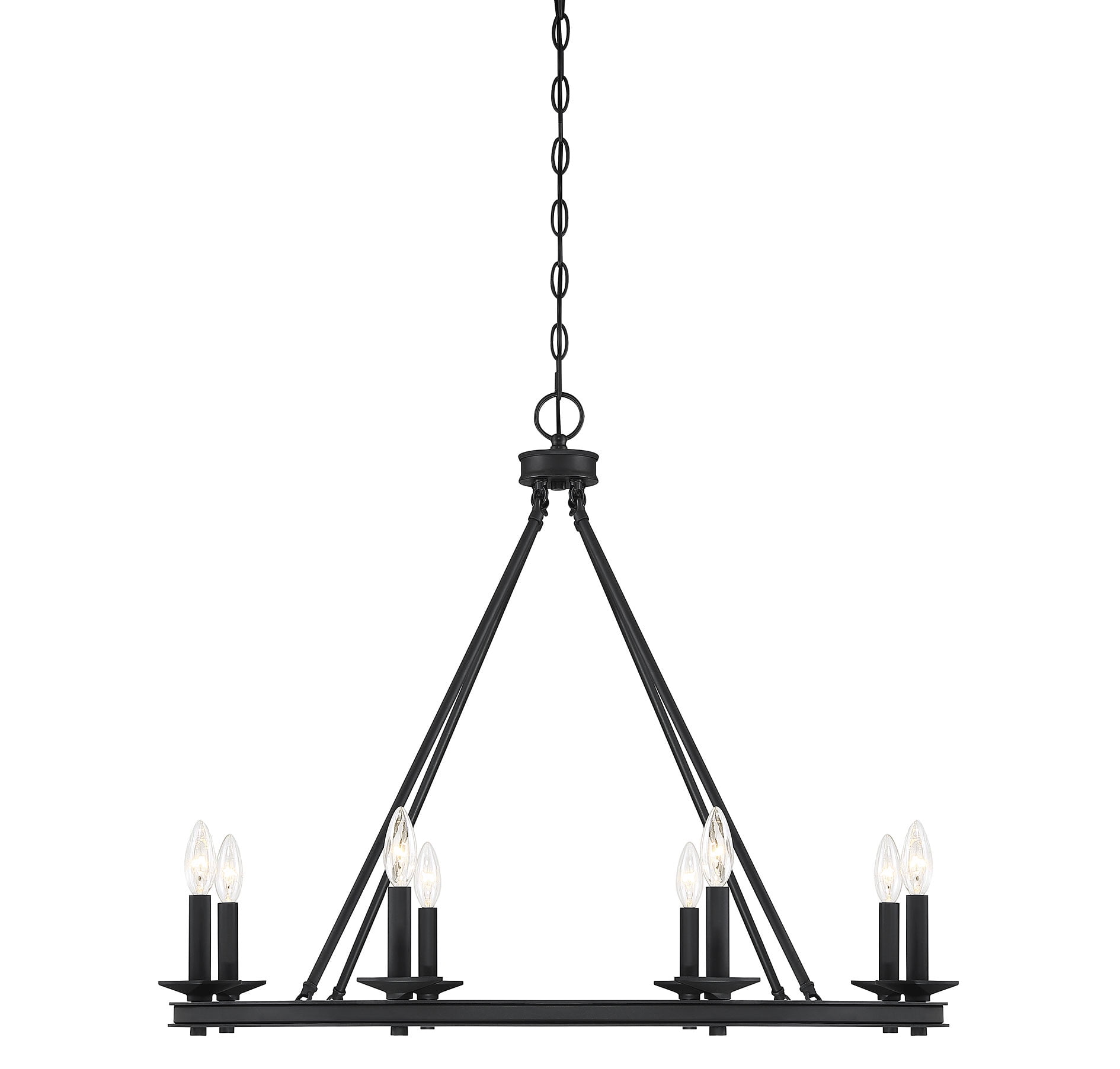 Matte Black 8-Light Metal Candle Chandelier