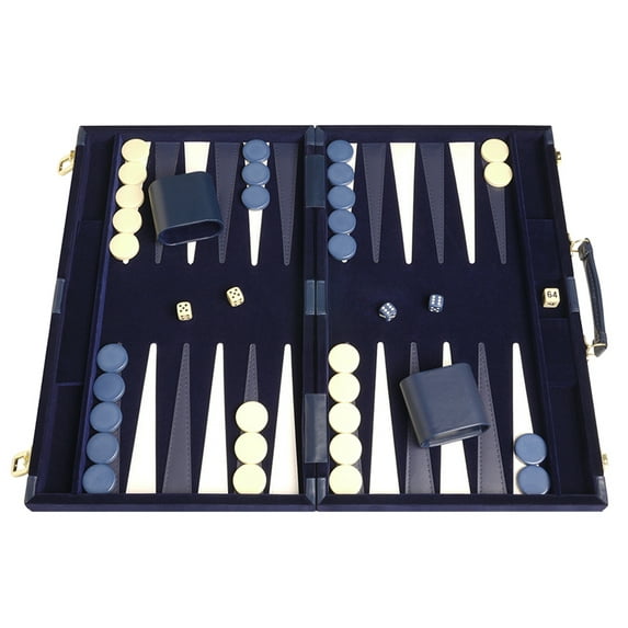 Middleton Games 18-inch Deluxe Backgammon Set - Medium - Blue Velour