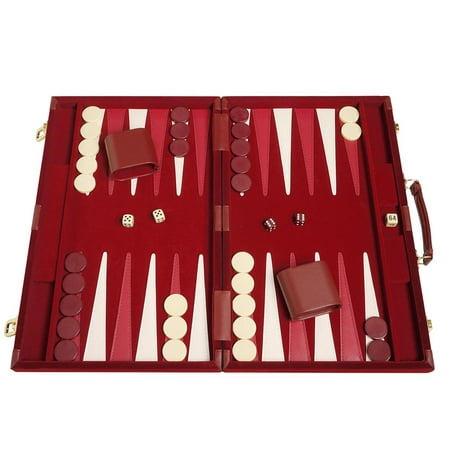 Middleton Games 18-inch Deluxe Backgammon Set - Medium - Maroon Velour