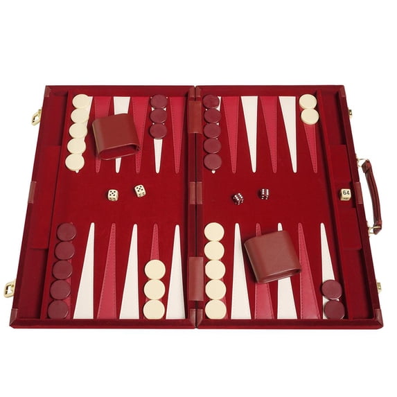 Middleton Games 18-inch Deluxe Backgammon Set - Medium - Maroon Velour