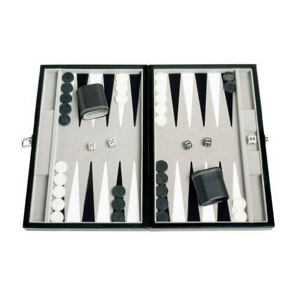 Middleton Games 15-inch Deluxe Backgammon Set - Inlaid Velvet Field - Black