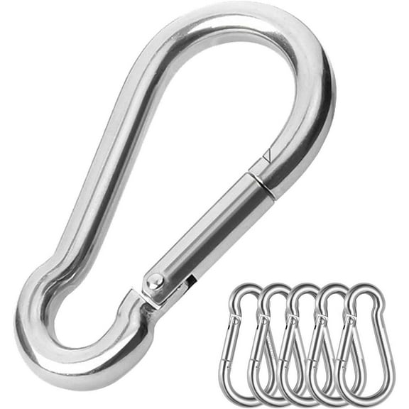 Outdoor Carbiner 6 Pack - 1100lb/498kg/4.9kn, 3" Heavy Duty Caribiner Clip 304 Stainless Steel Spring Snap Hook