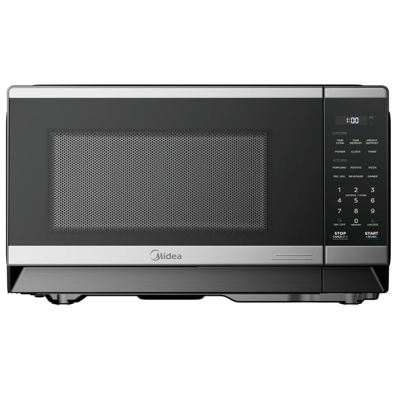 Midea 1.1 Cu. Ft. Countertop Microwave Oven, 1000W, Compact Microwave for Dorm, Office, Kitchen, Stainless Steel