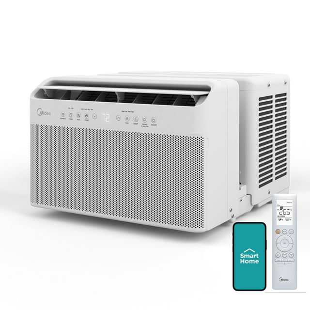 Midea 10,000 BTU Smart Inverter U-Shaped Window Air Conditioner, Save 35% Energy, Quiet, 450 Sq. ft., MAW10V1QWT, New