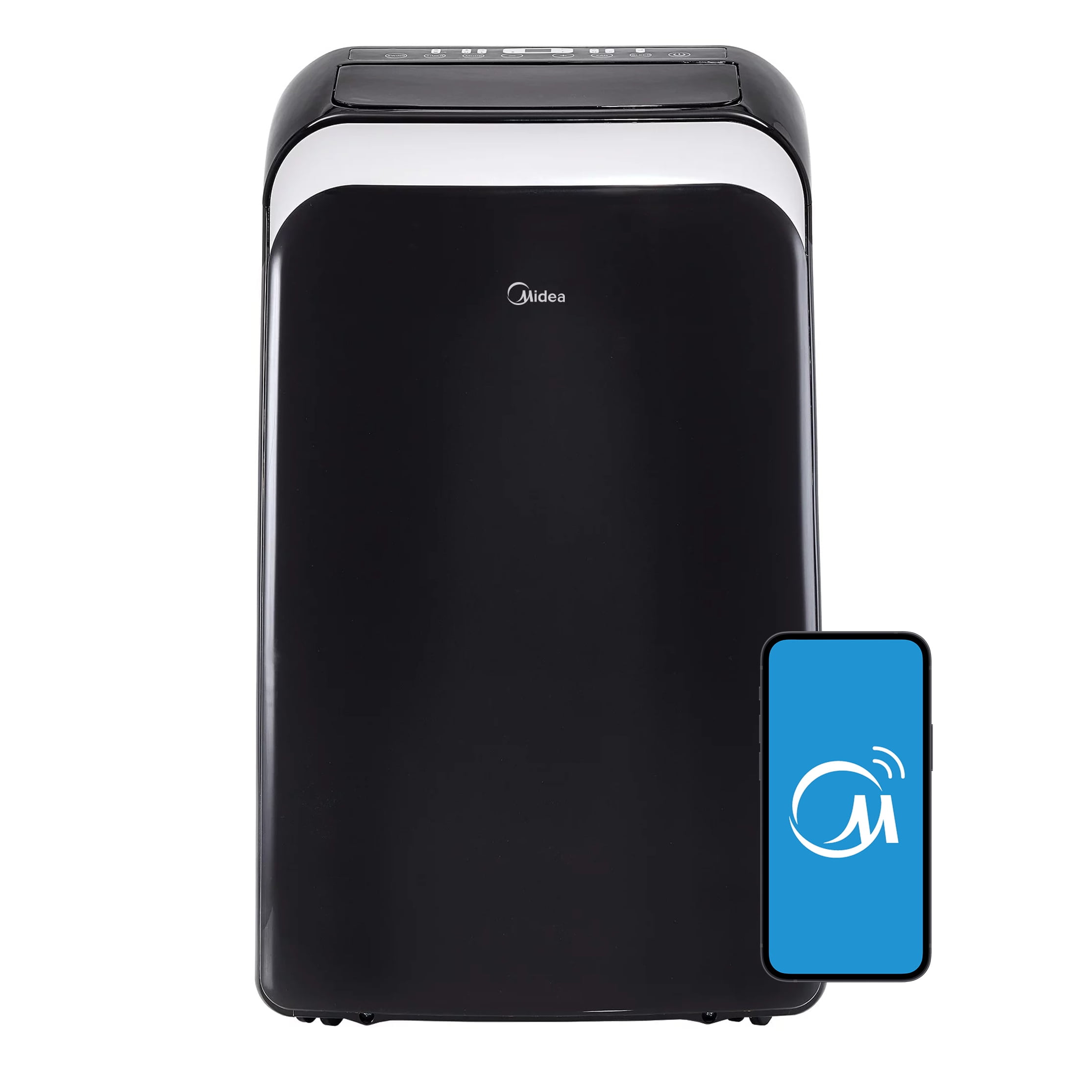 Midea 10,000 BTU Smart Portable Air Conditioner with Heat & Remote, 13,500 BTU ASHRAE, 450 Sq. ft. Coverage, 115V, MAP10HS1WBL, Black, New