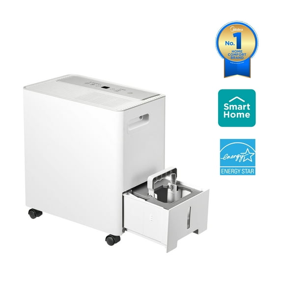 Midea Dehumidifier, 22 Pint, For Basements and Rooms Up To 1,500 Sq Ft, Wi-Fi and Alexa, White