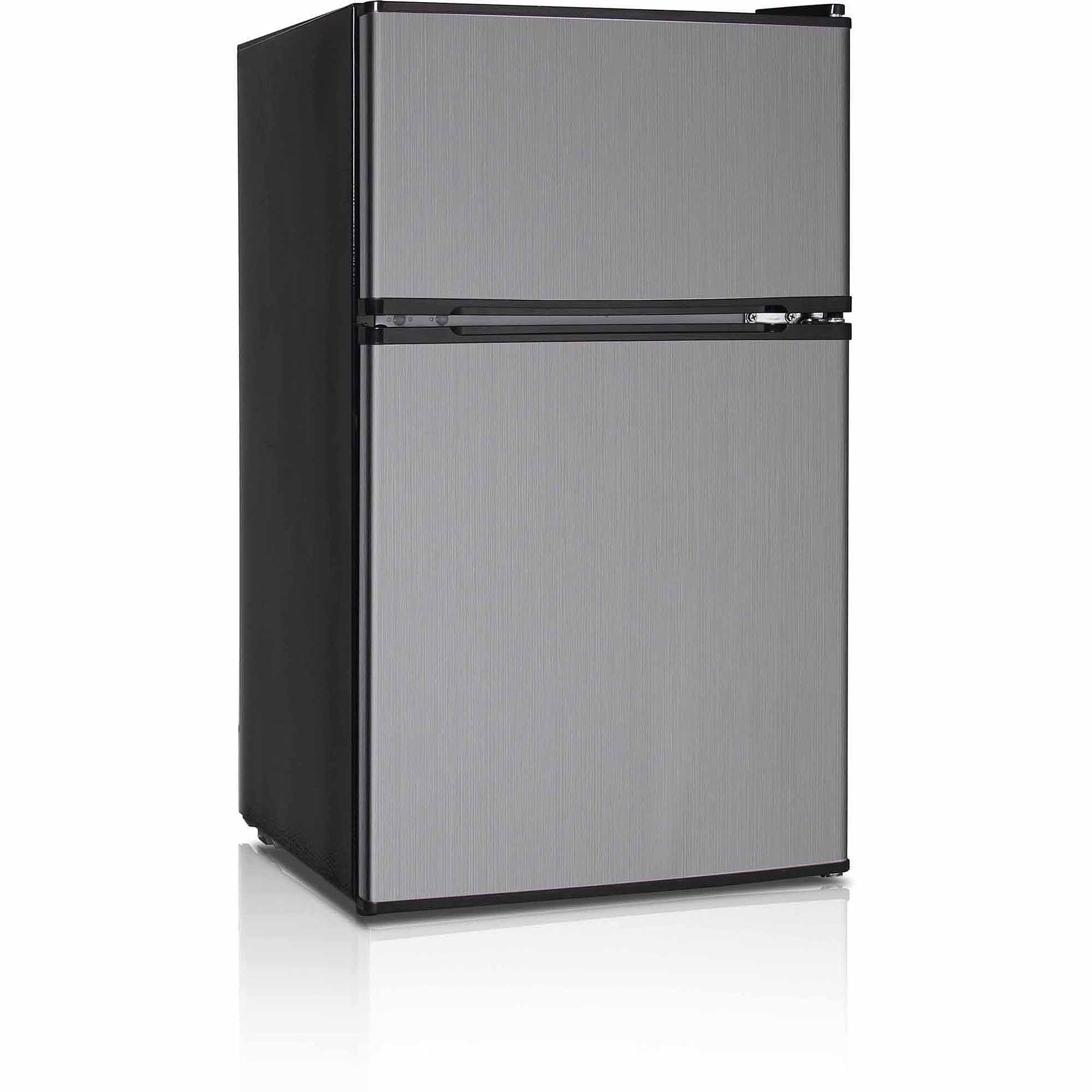 Midea WHD-113FB1 Double Door Mini Fridge with Freezer for Bedroom Office or  Dorm with Adjustable Remove Glass Shelves Compact Refrigerator, 3.1 cu ft