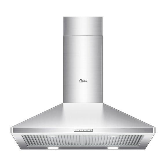 Midea 30-inch Ducted Pyramid Range Hood: 450 CFM, Stainless Steel, 3-Speed Fan, Wall Mount, MVP30W6AST, New