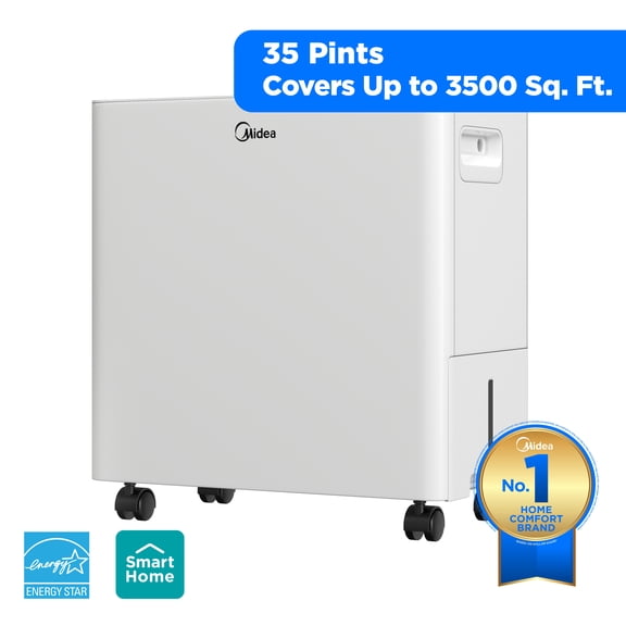Midea 35 Pint Dehumidifer, Covers up to 3,500 Sq ft, Wi-Fi and Alexa, White