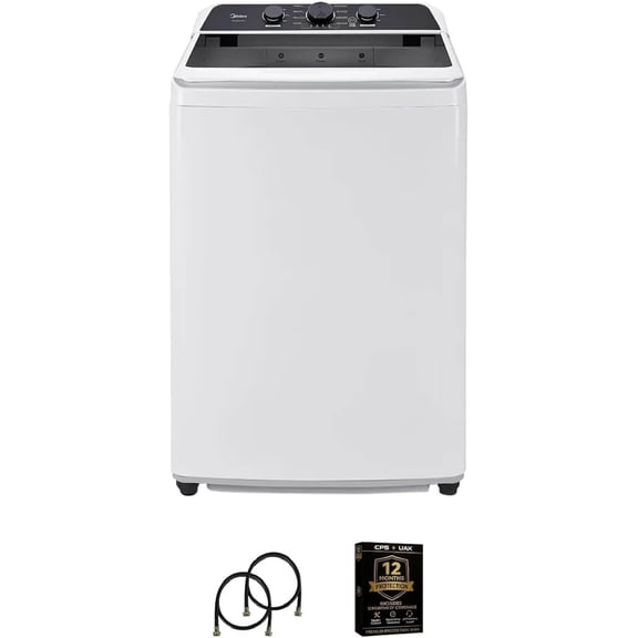Midea 4.1 Cu. Ft. Top Load Washer Bundle, 2 Hoses & CPS Protection Plan