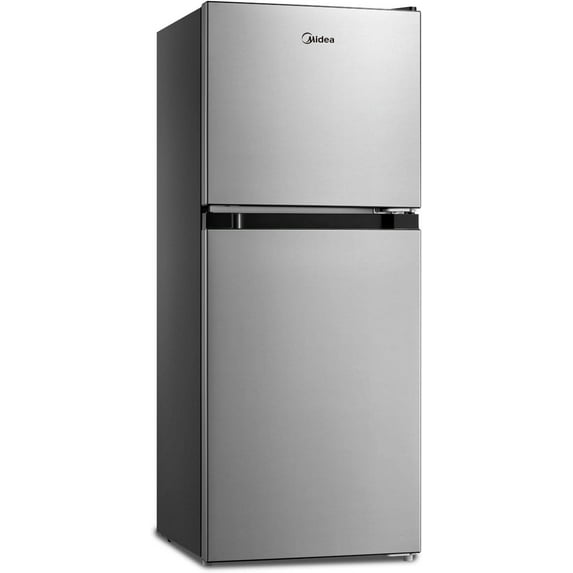 Midea 4.5 Cu Ft Compact Refrigerator and Freezer, 2 Door, Stainless Steel