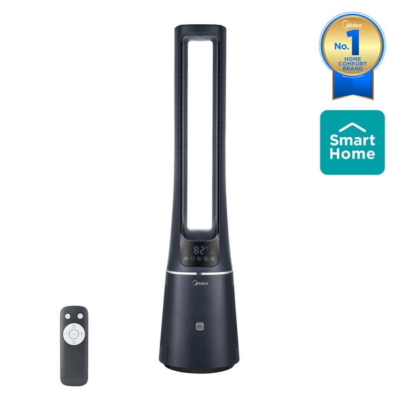 Midea 41in Bladeless Tower Fan & HEPA Purifier, Remote, Smart Features, AMS150-PBW, New